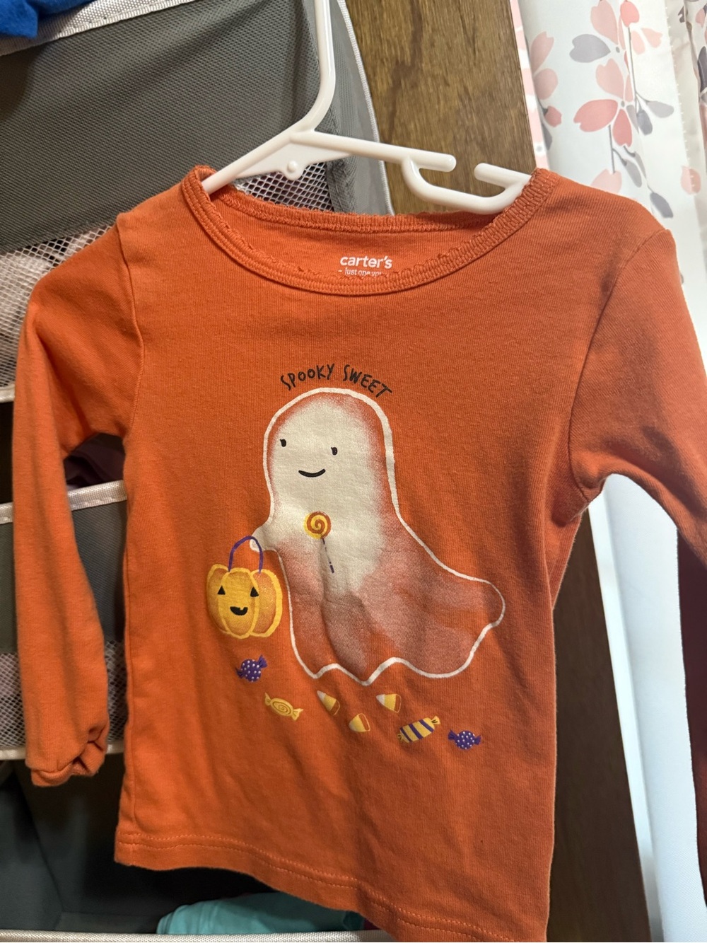 Carter's Orange Long-Sleeve Ghost 'Spooky Sweet' Tee